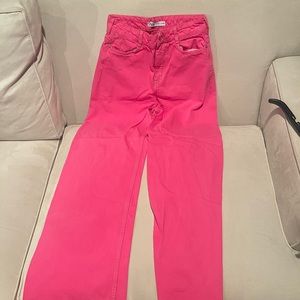Zara Jeans. Hot Pink. High waisted. Wide Leg.